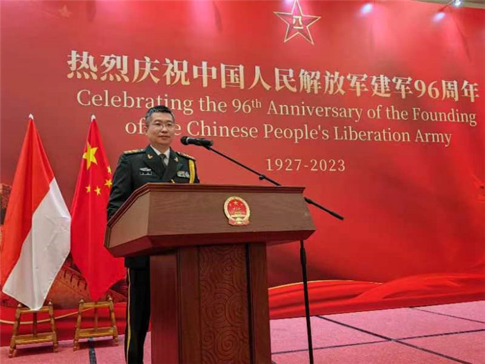 圖為徐勝武官致辭。中國駐印度尼西亞使館供圖