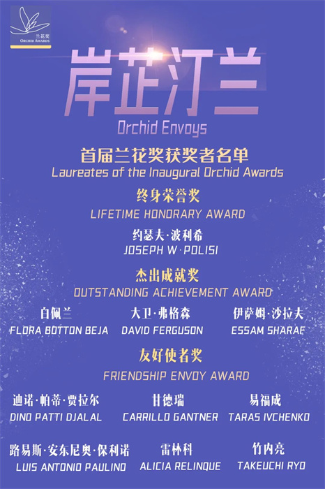首屆蘭花獎獲獎者名單。 巴西圣保羅州立大學孔子學院供圖。（來源：人民畫報）