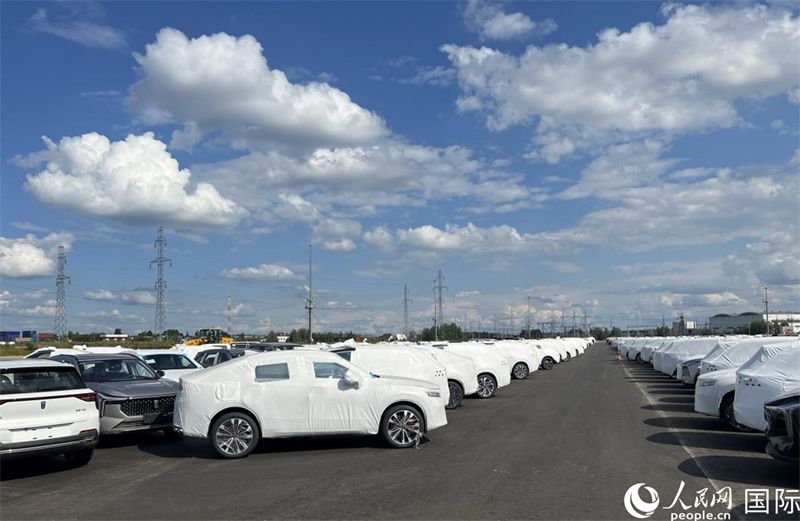 莫斯科別雷拉斯特物流中心內(nèi)的中國品牌汽車。人民網(wǎng)記者 申佳平攝