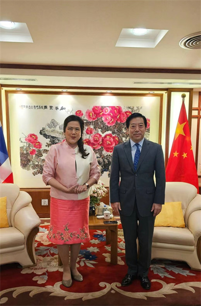 中國駐泰國大使會(huì)見泰國民聯(lián)廳候任廳長。中國駐泰國大使館供圖