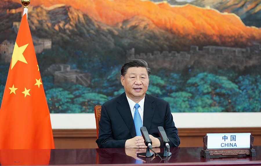 2020年9月22日，國家主席習(xí)近平在第七十五屆聯(lián)合國大會一般性辯論上發(fā)表重要講話。新華社記者 鞠鵬 攝