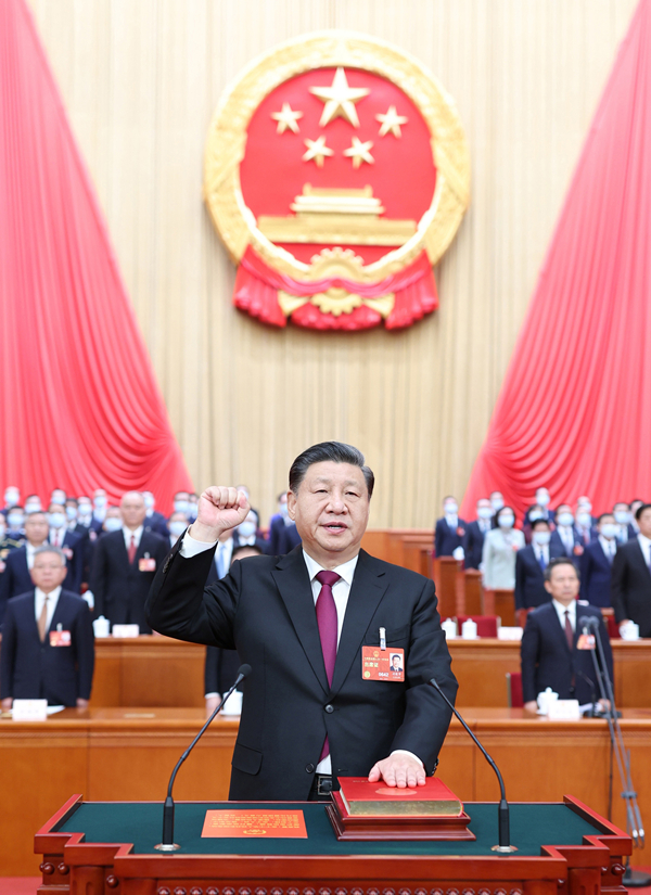 2023年3月10日，習(xí)近平進行憲法宣誓。