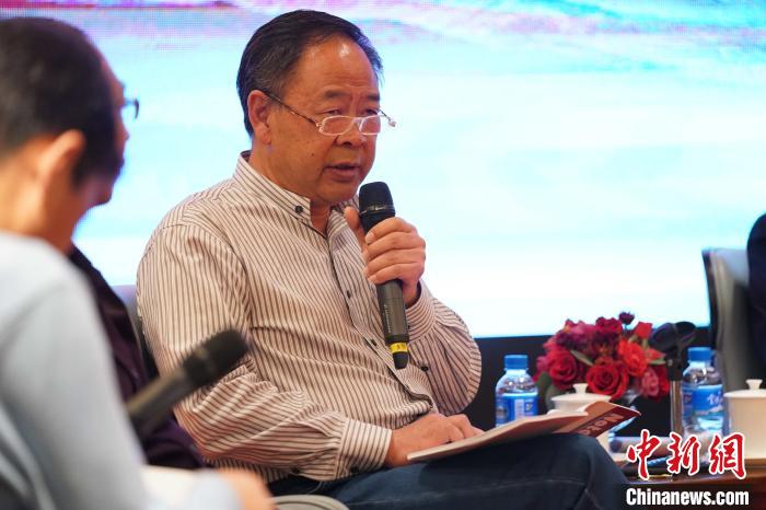 圖為青海省藝術(shù)研究所所長、文化學者耿占坤發(fā)表觀點?！√K丹 攝