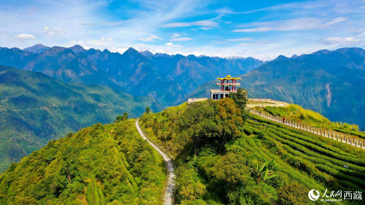 無人機(jī)航拍墨脫縣格林村蓮花觀景臺(tái)。人民網(wǎng)記者 次仁羅布攝