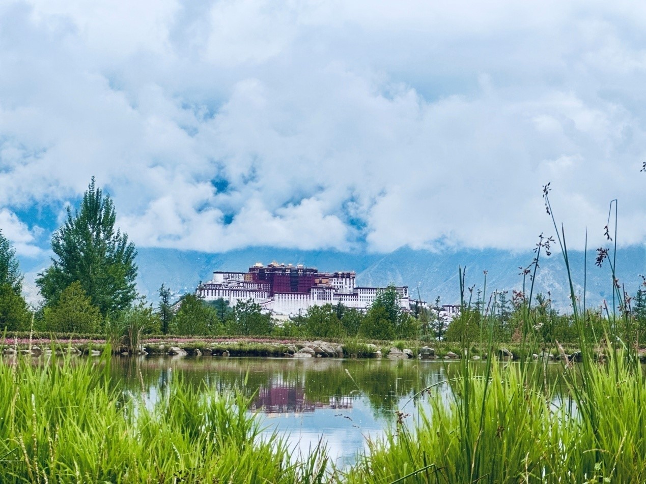 在南山公園遠眺布達拉宮。人民網(wǎng)記者 益西康珠攝